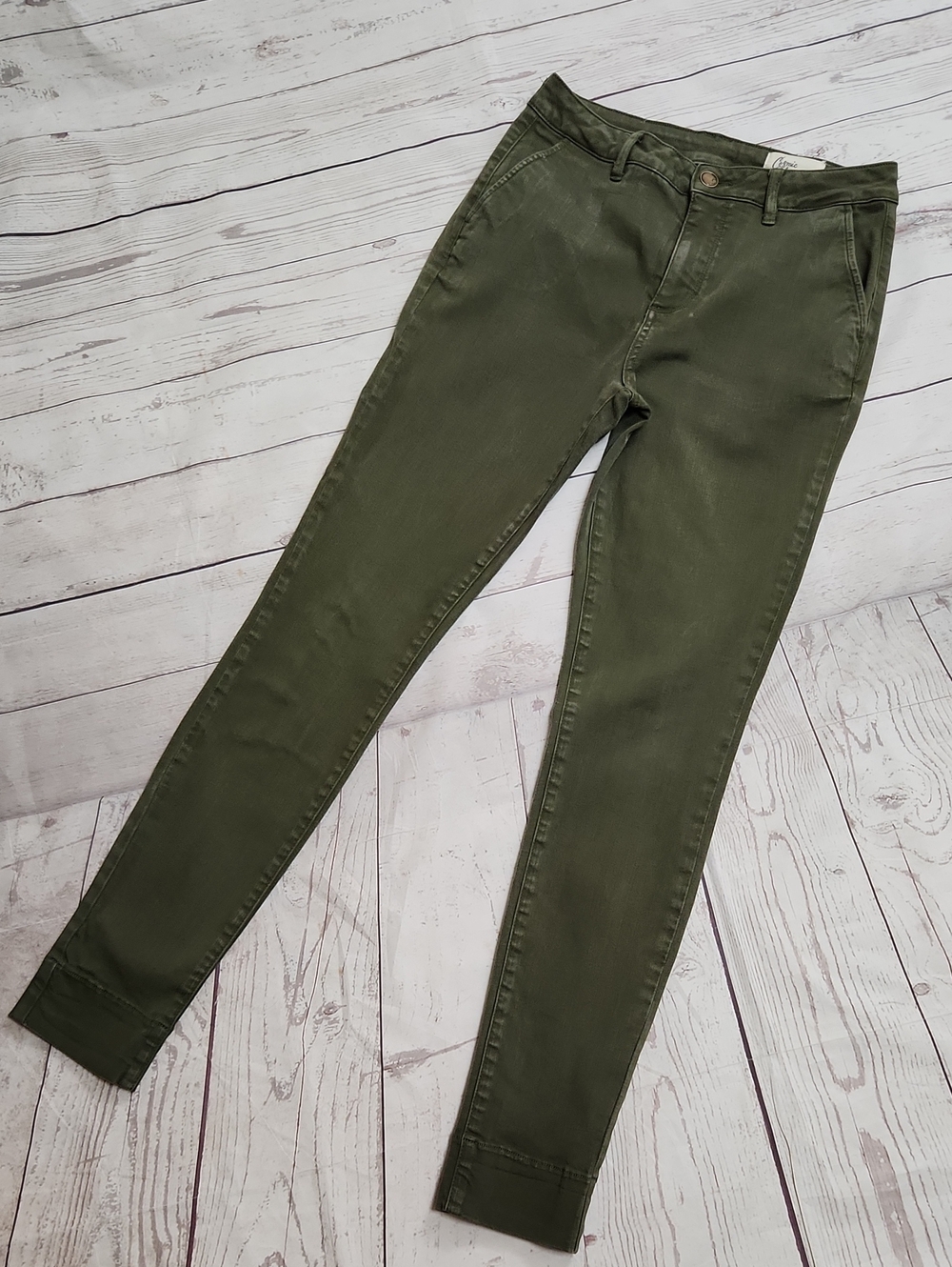 Women's Olive Green Skinny Jeans - Stretch Slim Fit